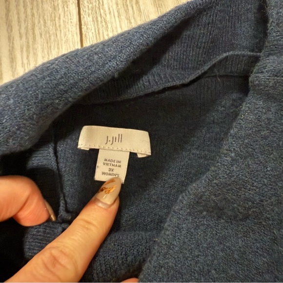 J. Jill 3X dark blue Blue Turtleneck Sweater cozy knit 3/4 sleeve plus size - Picture 5 of 8